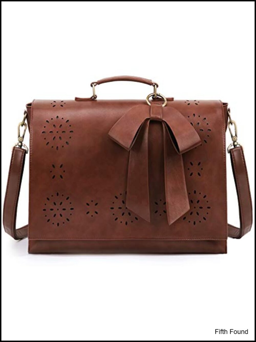 Vegan Leather Women Satchel Briefcase Laptop Bag with Detachable Bow